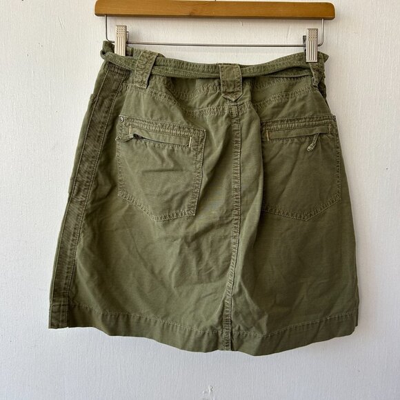 J. Crew Cargo Skirt Womens 6 Army Green Belted Pockets VTG Y2K - Picture 3 of 3
